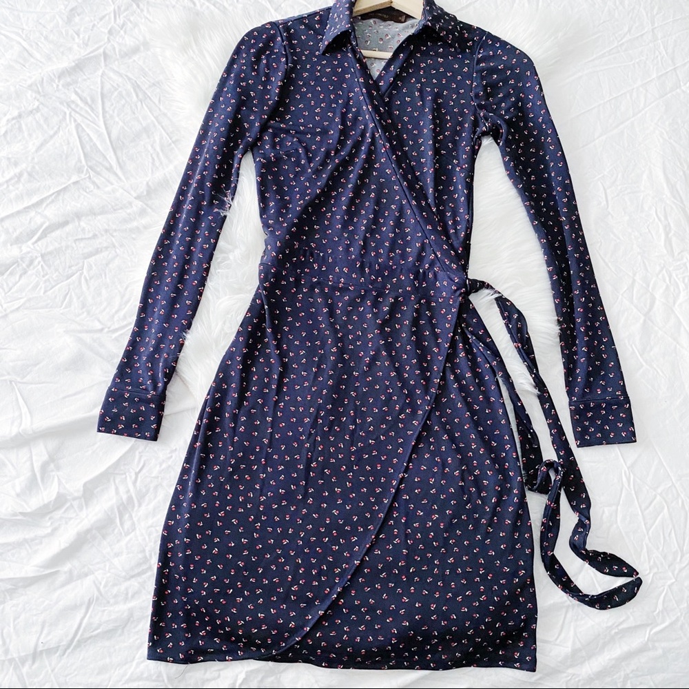 The Limited Navy Blue & Red Wrap Dress